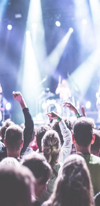 Artist performing live on stage with professional lighting